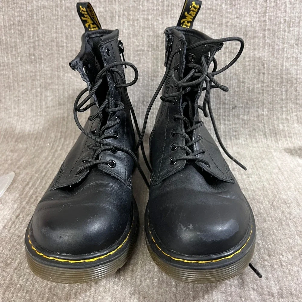 Dr Martens Black Leather Ankle Boots Zip EU36‎ 5L 4M 3 Kids Lace Up Round Toe
